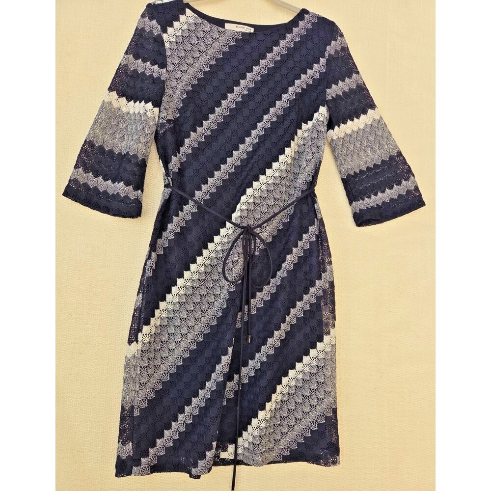 Women's‎ Size 8 Studio One New York Lace Fully-Lined Dress Navy Blue & White
